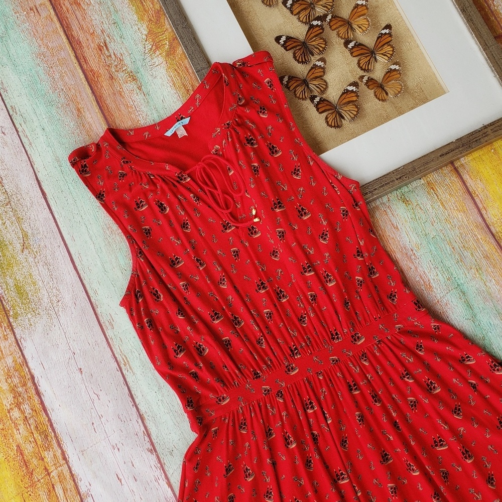 Anthro Leifnotes Red Skipper Ships Boat Dress M - Picture 2 of 8